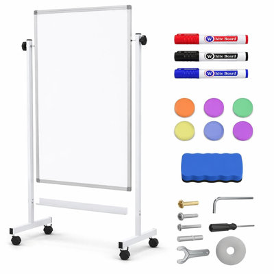 Height Adjustable Rolling Magnetic Whiteboard Easel with Wheels, Portable Standing Dry Erase Board for Home, Office, Classroom & School