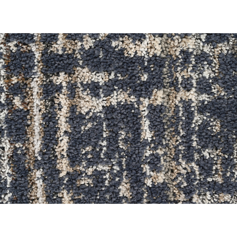  Tapis bleu ardoise / ton terreux 6 pi x 9 pi Rumba, Rectangle 6' x 9'