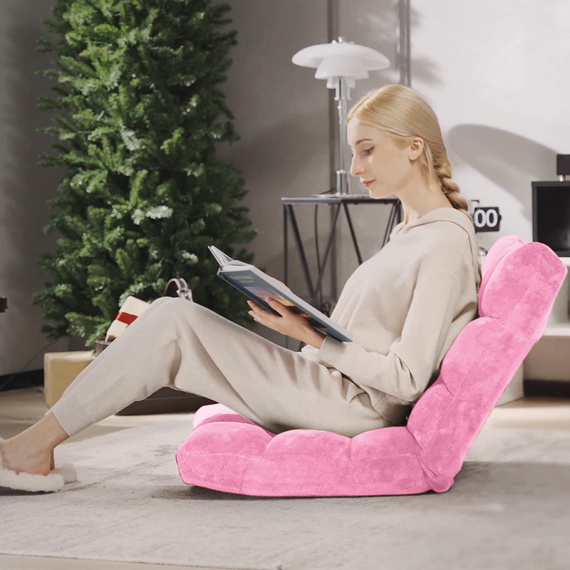 Chaise de plancher pliante avec dossier, Rose