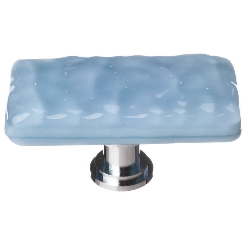Glacier Square Knob, Polished Chrome, Powder Blue, Long Knob