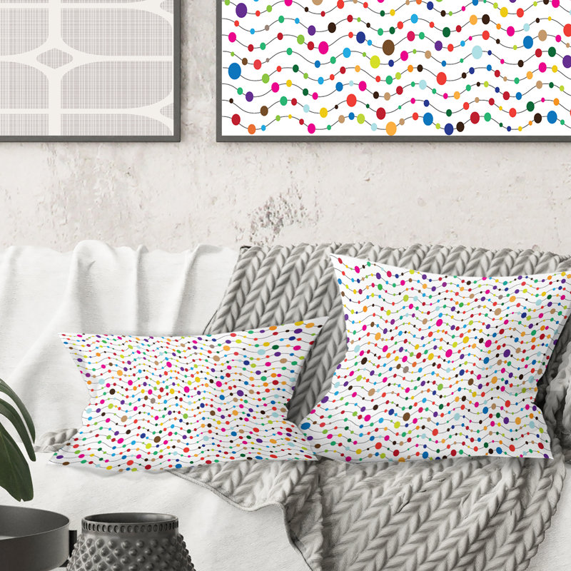 Coussin Color Waves of Polka Dots - Mid-Century, 18 po x 18 po