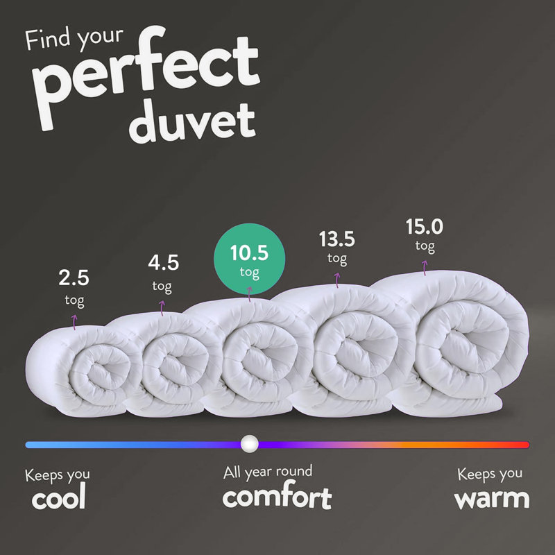 Joyan 100% Hollowfibre Polyester Tog Duvet, Single, 4.5 Scale