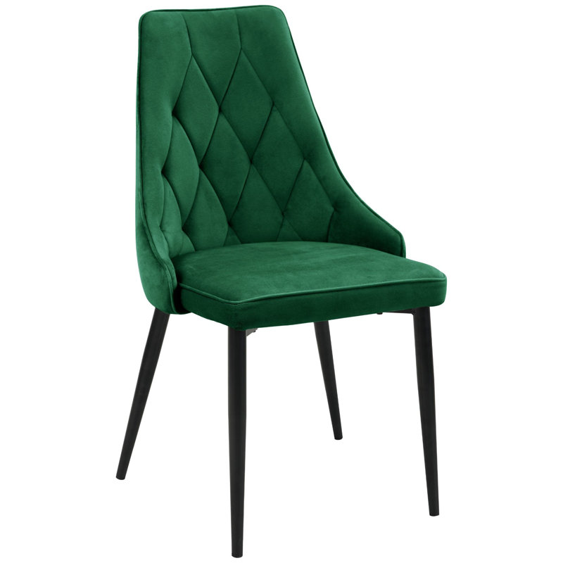 Adrianah 46cm H Tufted Velvet Upholstered Upholstered Back Side Chair in Green