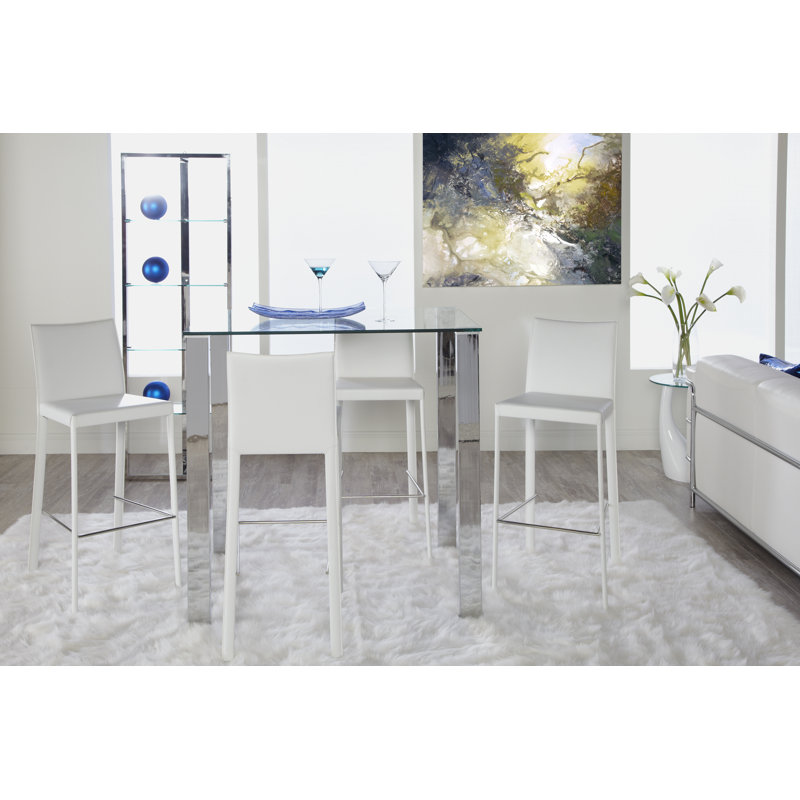 Gilson Upholstered Counter Stool, White Faux Leather, Counter Stool (26" Seat Height)