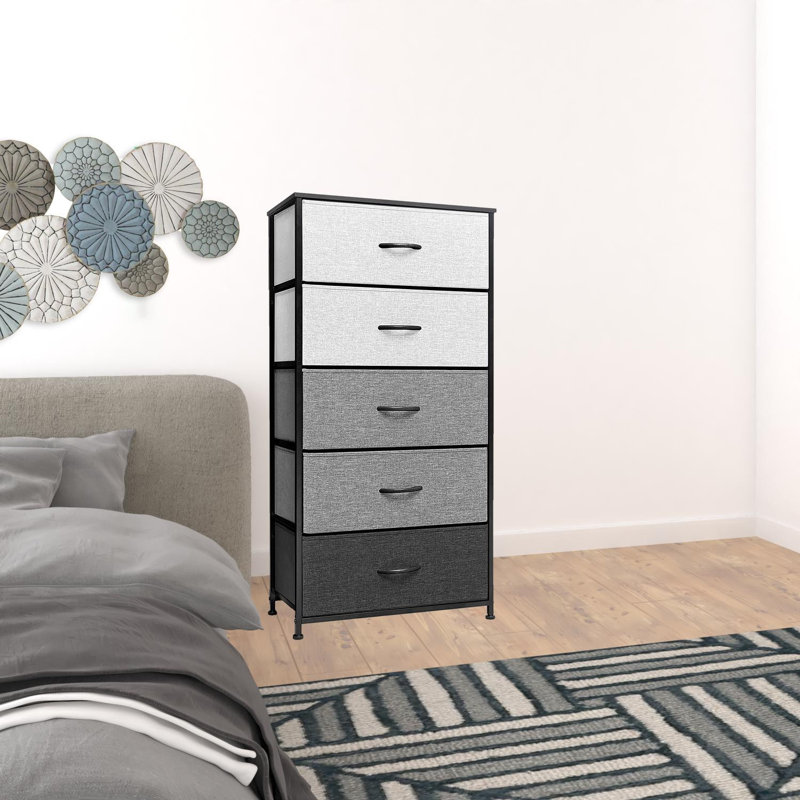 Willmert 23.2'' W 5 - Drawer Dresser, Grey/Light Grey/Black