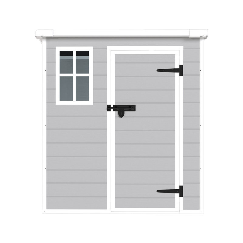 Remise de rangement en résine 6 x 6 pi, imperméable, avec plancher, évents, portes verrouillables pour le jardin, portes d'extérieur en polypropylène, évents, pelouse, jardin, cour
