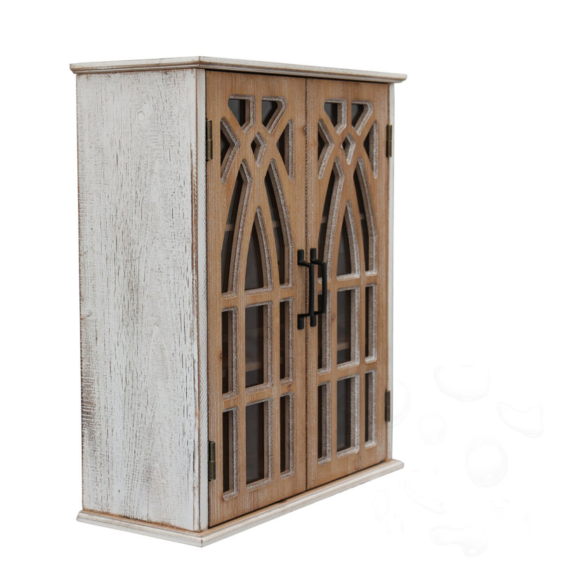 Armoire murale avec portes découpées, Naturel / blanc délavé