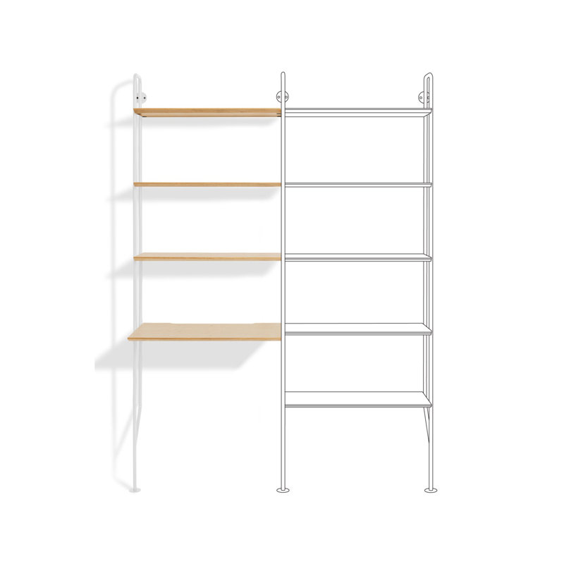 Hitch Ladder Desk, White, White Oak