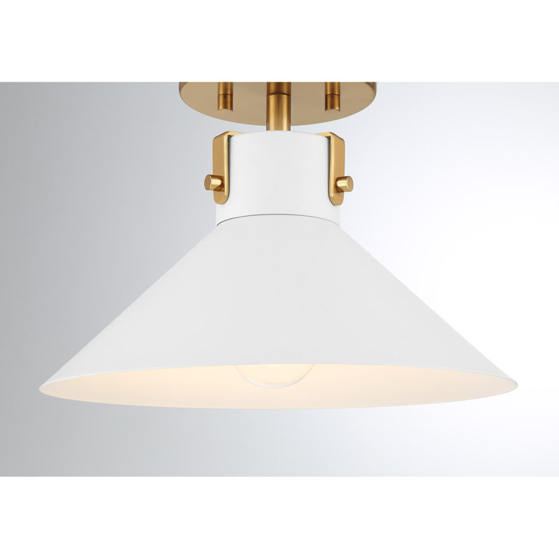 Ohemaa 1-Light Ceiling Light in White and Natural Brass, White