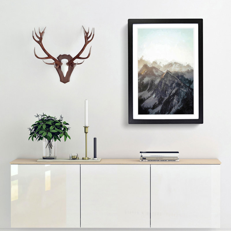 Mountain Range in Abstract - Framed Print, 48cm H x 36cm W x 2cm D, Black Framed