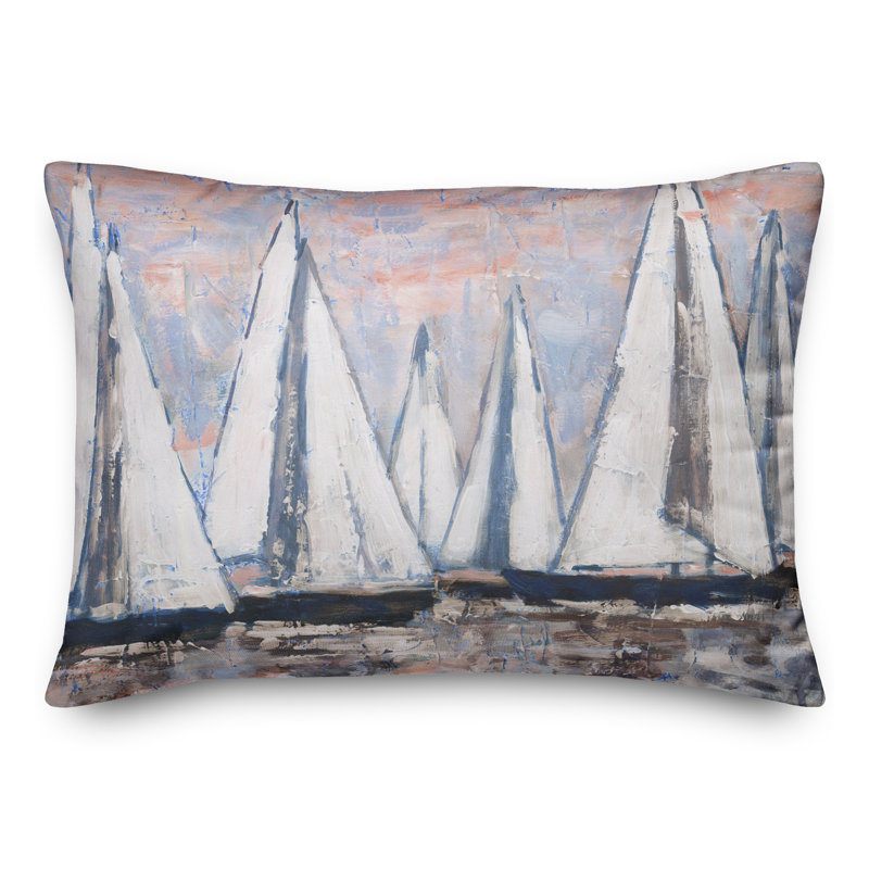  Painterly Sailboats Outdoor Rectangular Pillow Cover & Insert, Pink