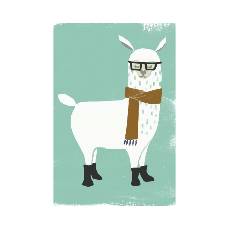 Bundle Up Llama I by June Erica Vess - Wrapped Canvas Print, 20.32 cm H x 30.48 cm W