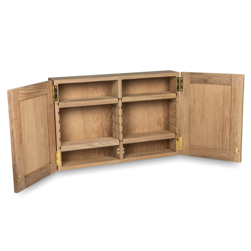 Armoire à pharmacie double en teck avec miroir