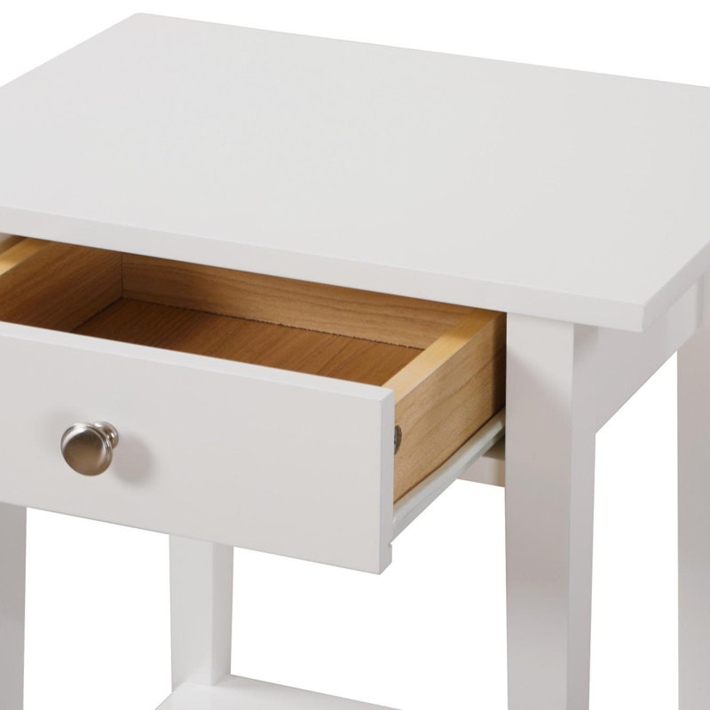 Dalton Nightstand-End Table with One Drawer White, White