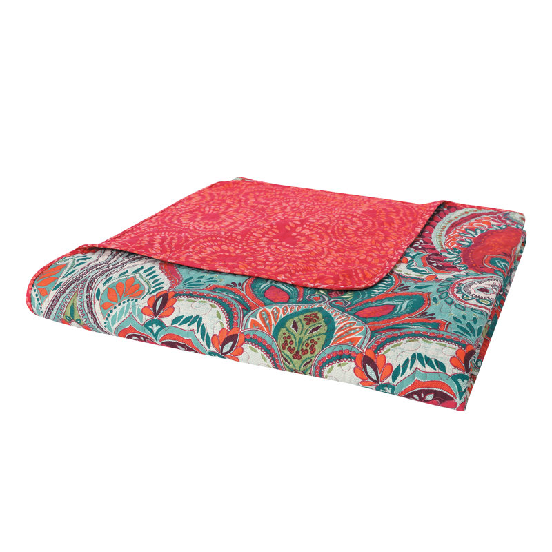 Multicolor Twin Microfiber Reversible Quilt Set with Decorative Pillows