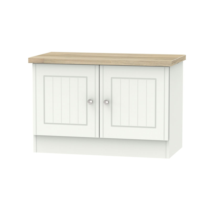 Fully Assembled McClusky TV Stand for TVs up to 48", White/Oak