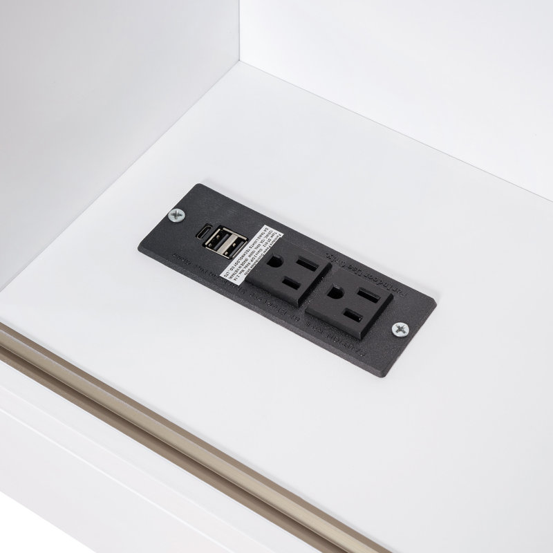 Lit de jour en L en bois avec bibliothèque de rangement, tête de lit tapissier et ports de chargement USB, Blanc