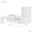 Lit plateforme en bois avec 6 tiroirs, tablettes, bureau et garde-robe-1382810586