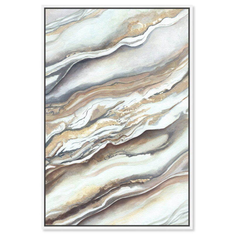 Art Remedy Neutral Lines I Framed Boho Abstract 1 Piece Canvas Wall Art 56654, White Framed, 37" H x 25" W