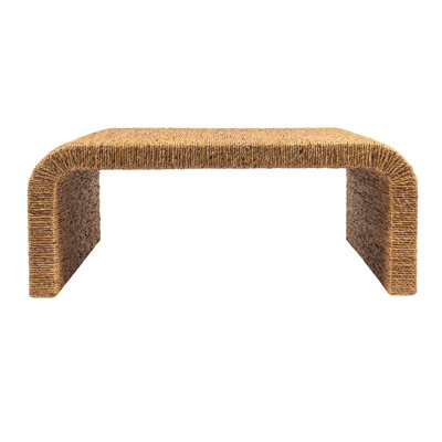Miramar Woven Water Hyacinth & Acacia Wood Coffee Table with Waterfall Edge, Large
