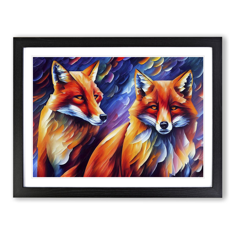 Fox Vol.6 Abstract - Single Picture Frame Painting, Black Framed, 46cm H x 64cm W x 2cm D