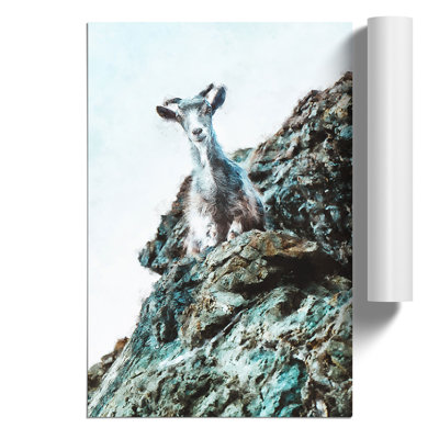 Mountain Goat Painting - Frameless Print