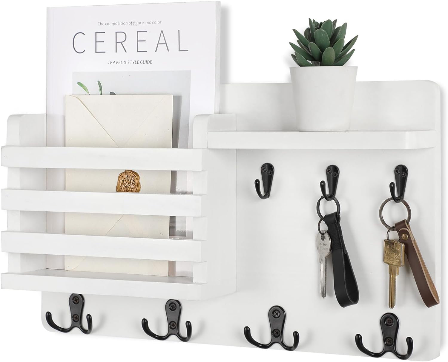 Belleze Manufactured Wood Wall Organizer with Key Hooks | Wayfair