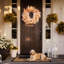 Harvest Day 24 Inch Autumn Harvest Cattail and Berry Artificial Wreath with Warm White LED Lights
