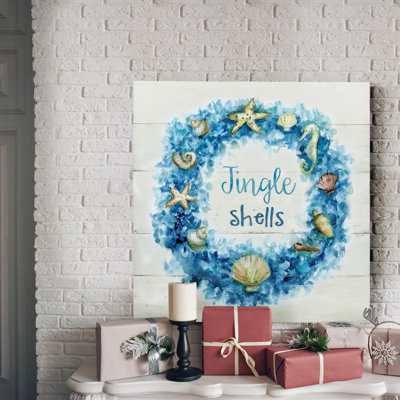 «Jingle Shells Wreath», reproduction d'art textuel sur toile tendue