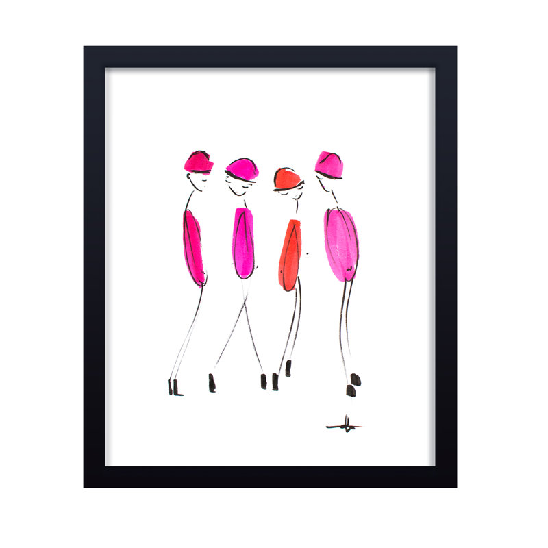 Pop Art & Retro Four in Fuchsia by  - Picture Frame Graphic Art, 30" H x 24" W x 1.125" D, Framed Print, Black