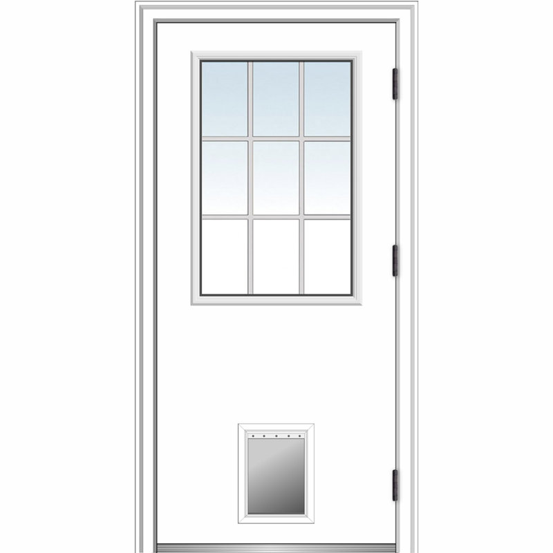 Porte d'entrée avant en fibre de verre Smooth, S'ouvre à gauche vers l'extérieur, H 80 po x l 32 po x P 1,75 po, 4,56 po