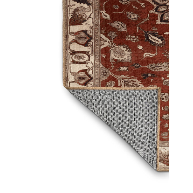 Tapis brun lavable à la machine, Rond 3 pi