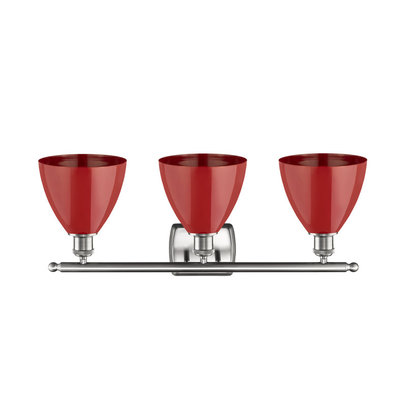 Amylee 3 - Light Dimmable Vanity Light, Red, Brushed Satin Nickel