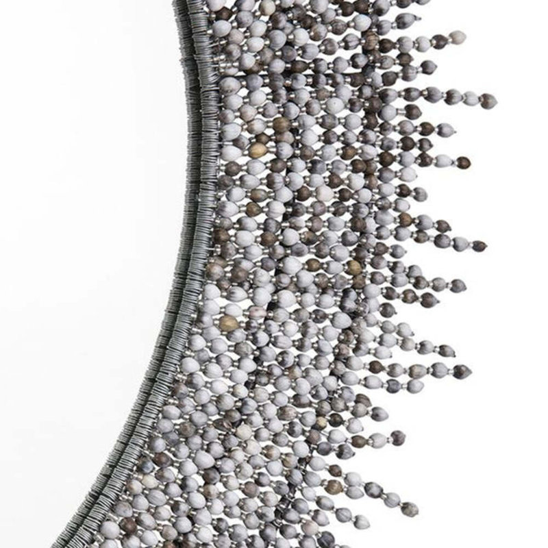 Beaded 38" Round Accent Mirror