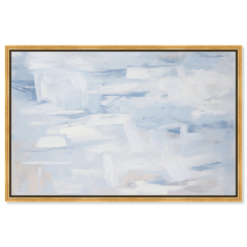 Art Remedy, toile abstraite neutre, H 25 po x l 37 po, Cadre flottant doré