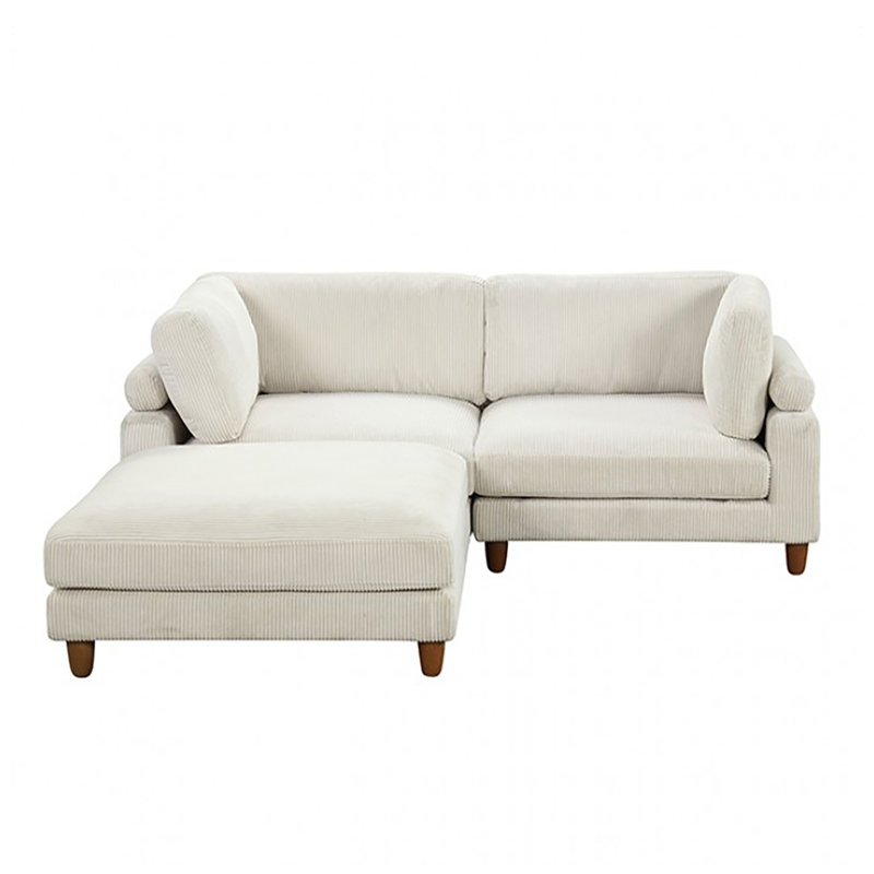 Cheston 3-seat Modular Sectional, Beige Corduroy