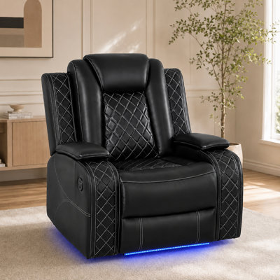 Fauteuil inclinable électrique en cuir synthétique de 37 po de largeur, canapé inclinable électrique simple avec port de charge USB