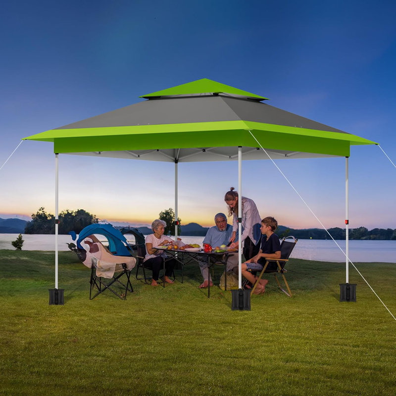 Easy Set-Up Canopy Tent, Instant Outdoor Straight Leg Canopy W/Auto Extending Eaves, One Person Folding Commercial Shelter W/Upgraded Wheeled Bag, Sun Shade