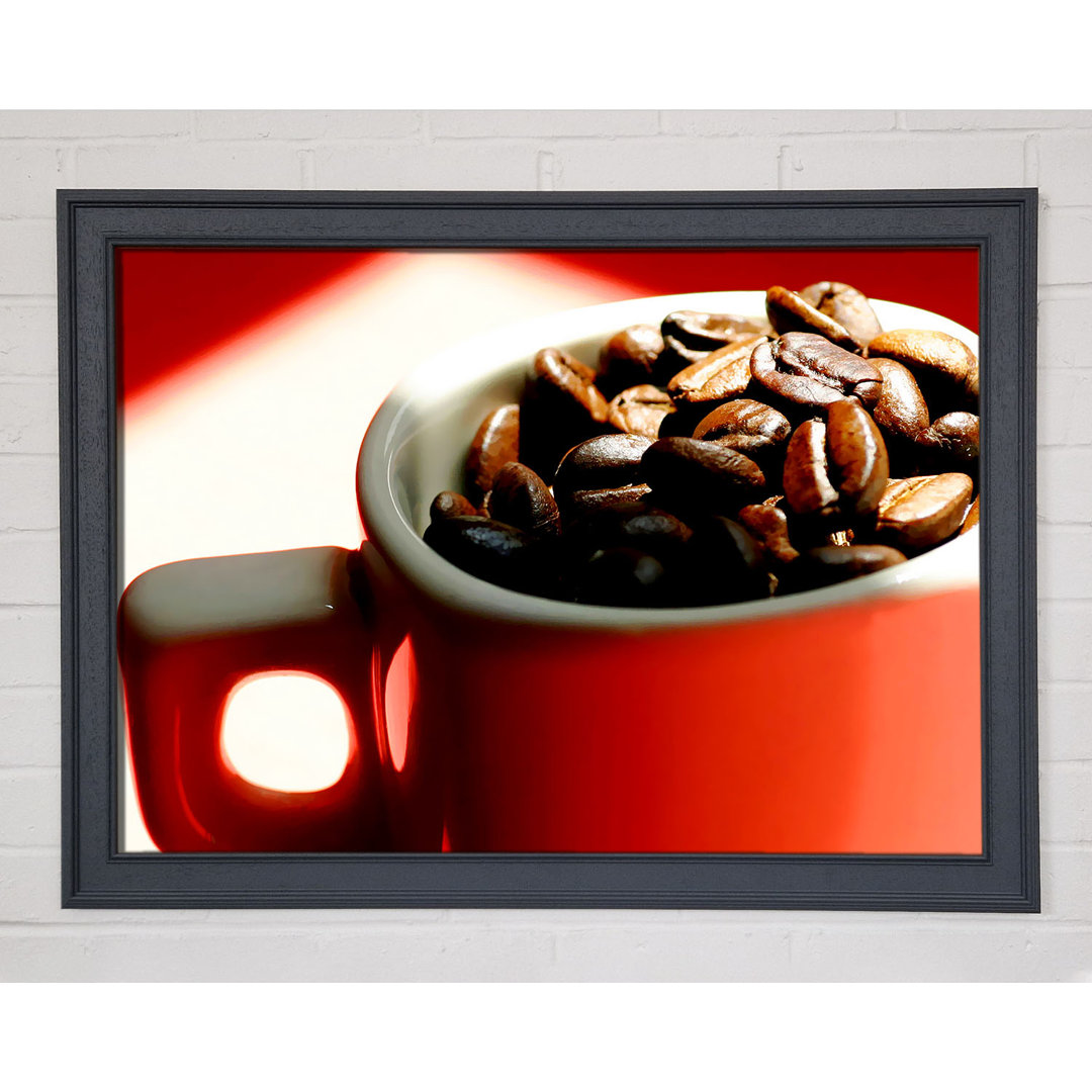 Gerahmtes Leinwandbild Red Coffee Bean Mug