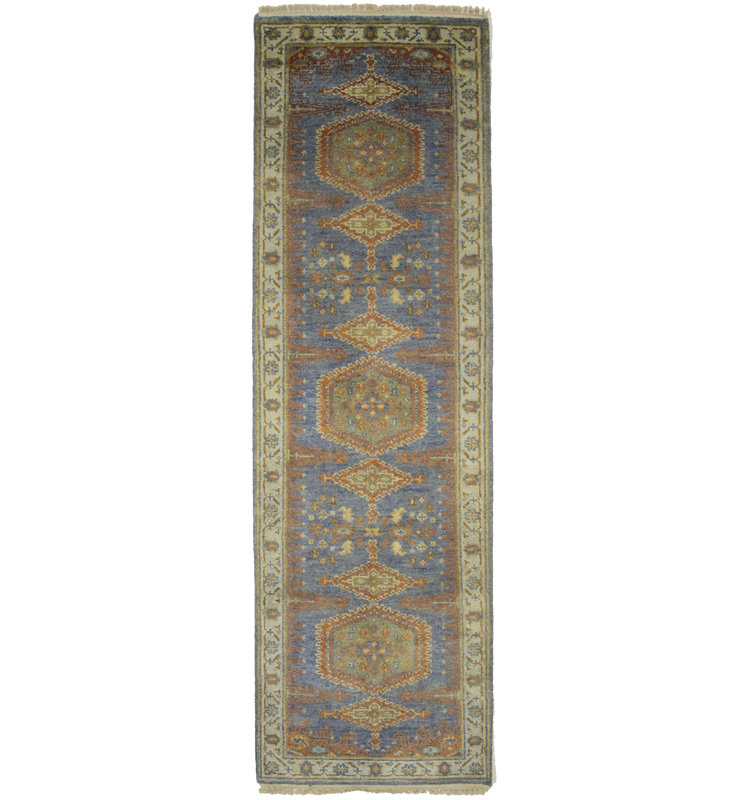 Tapis de style tribal gris 3 x 8 Dhia Mute