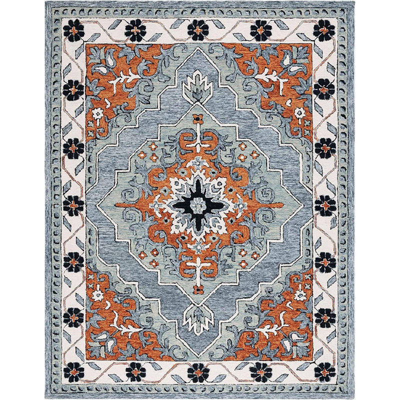 Dinkens Hand Tufted Wool/Cotton/Latex Rug in Brown/Gray, Rectangle 8' x 10'