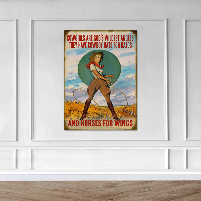 Cowgirl with Rope, Cowgirls Are God Wildest Angels - impression sur toile tendue, H 14 po x l 11 po x P 2 po