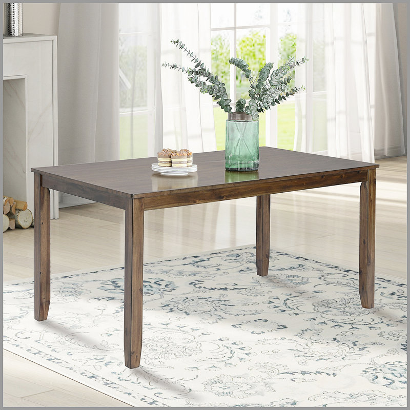 Elegant Wooden Dining Table For Small Spaces, Spacious Rectangular Design With Tapered Legs, Walnut Finish, Walnut