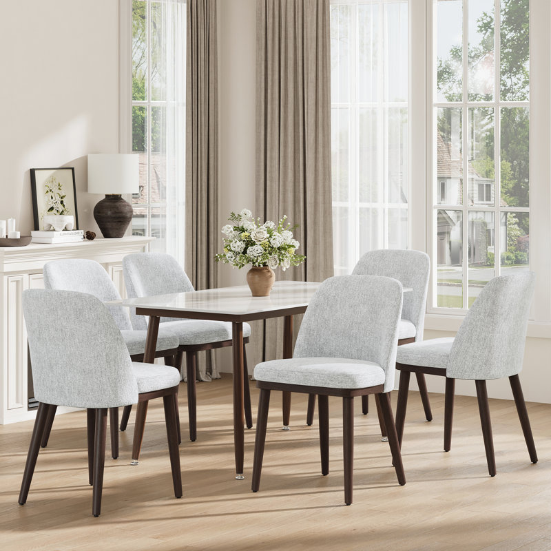 Chaise rembourrée en bois massif avec tissu doux, Gris