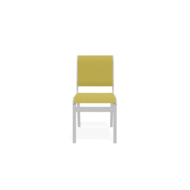 Chaise d'appoint de salle à manger Hiraku, Blanc texturé, Jaune 43D