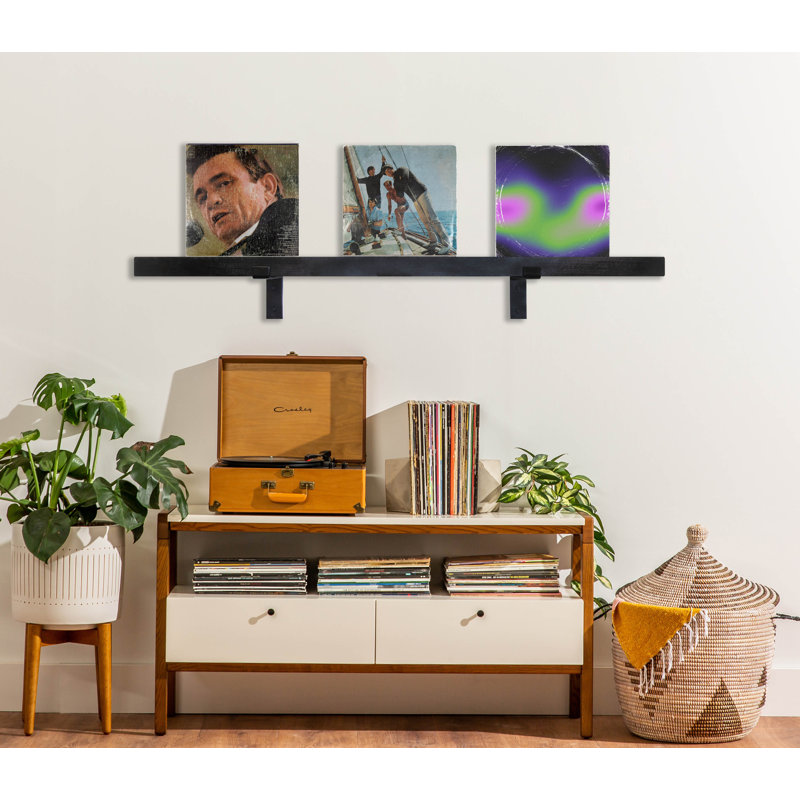 Rayne Record Display Shelves, 41x3x2, Black