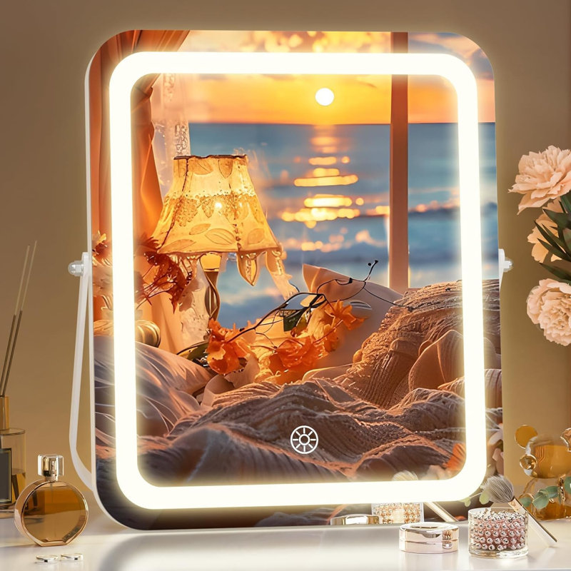 LED Makeup Mirror With Adjustable Lighting, 3 Color Modes, Smart Touch Control, 360° Rotation, Dimmable Vanity Mirror For Precise Application