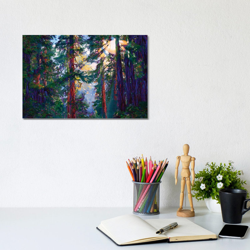 Sunlight Through Trees - Wrapped Canvas Painting, 20.32 cm H x 30.48 cm W