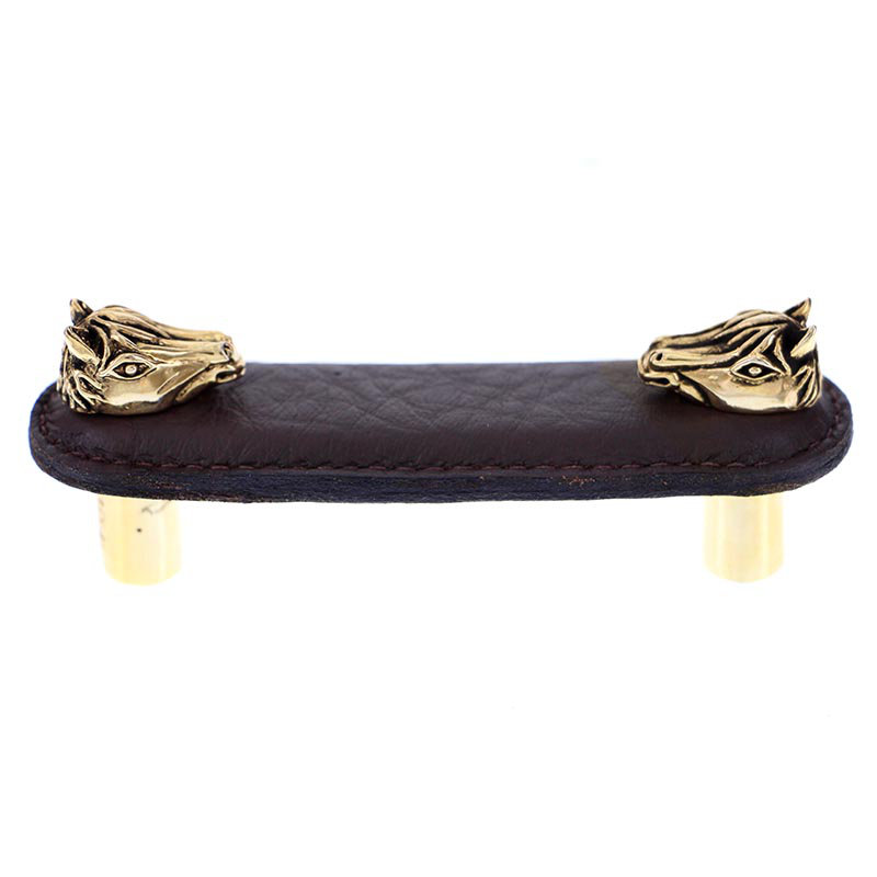 Equestre 3" Center to Center Bar Pull, 3'', Antique Gold/Brown