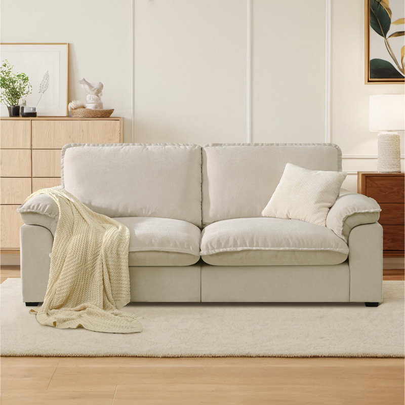 Canapé rembourré en chenille 72 po, Beige